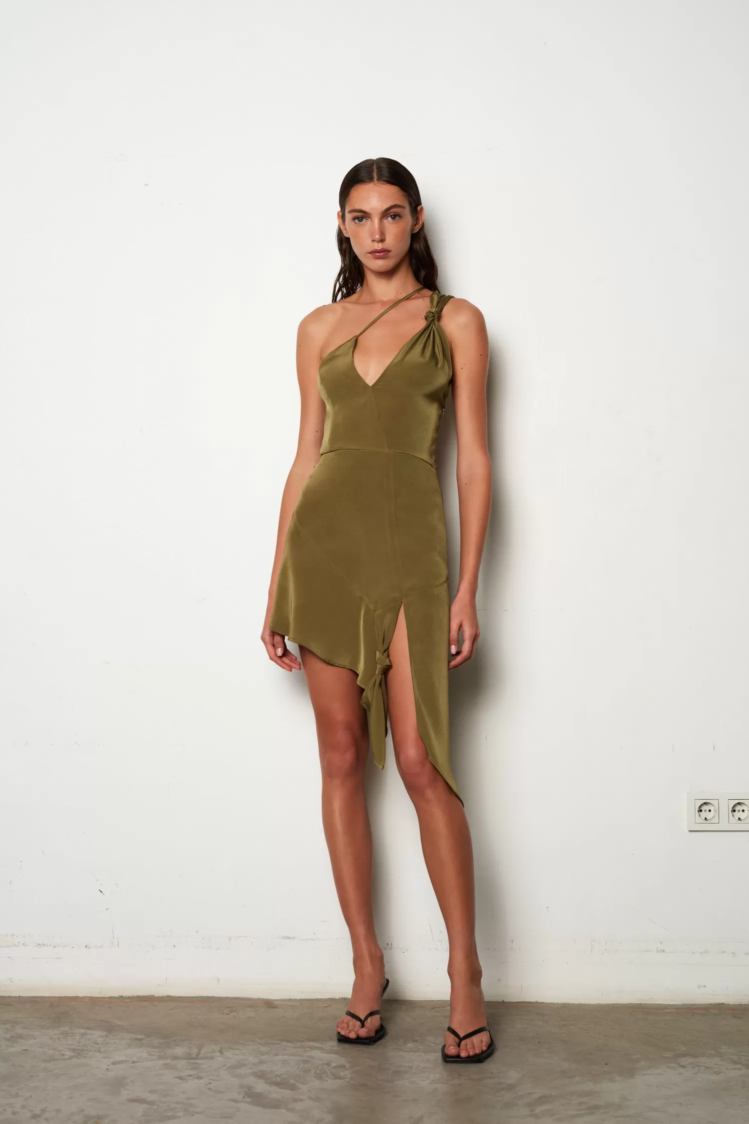 Hot Allure - One Shoulder Mini Dress with Front Slit and Knot Detail Resort 24 | Dresses