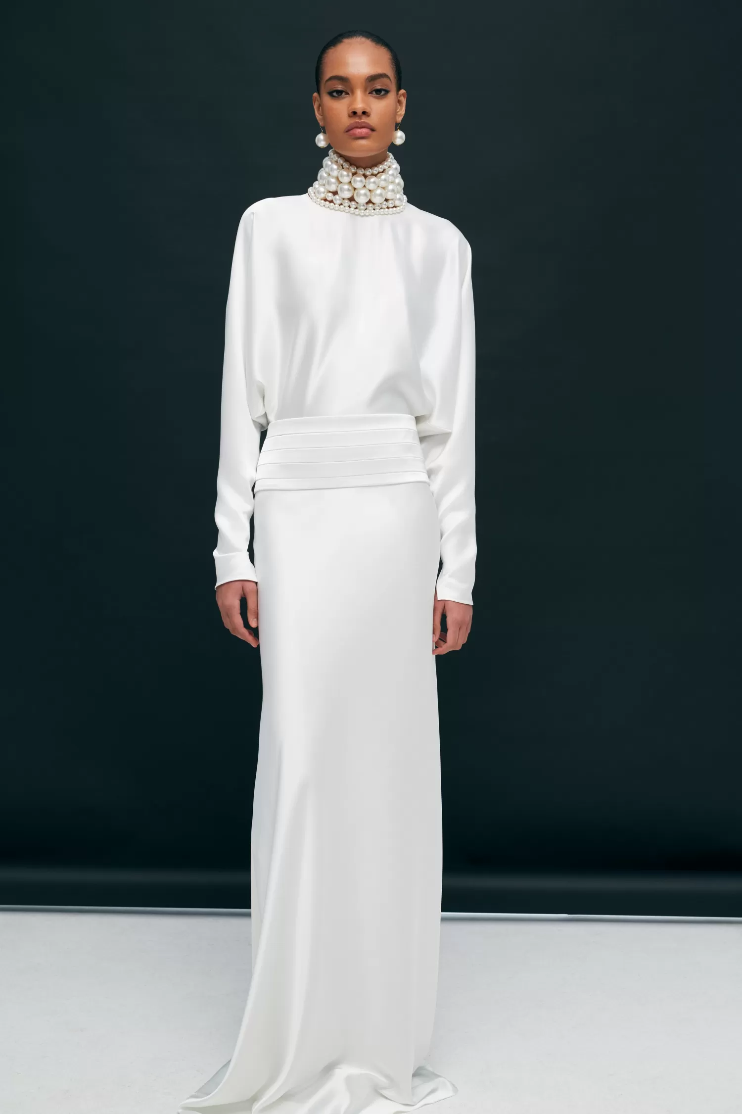 Online Brooklyn - Satin Maxi Dress With Open Back With Tuxedo Belt Bridal | Dresses