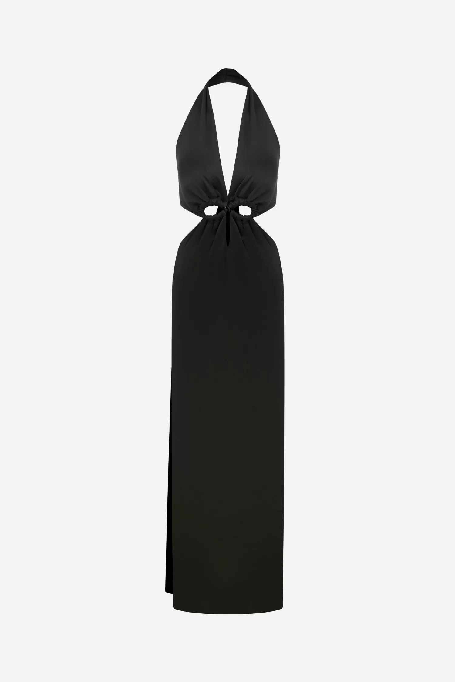 Outlet Dory - V Neck Satin Dress With Hanmade Accessories Dresses