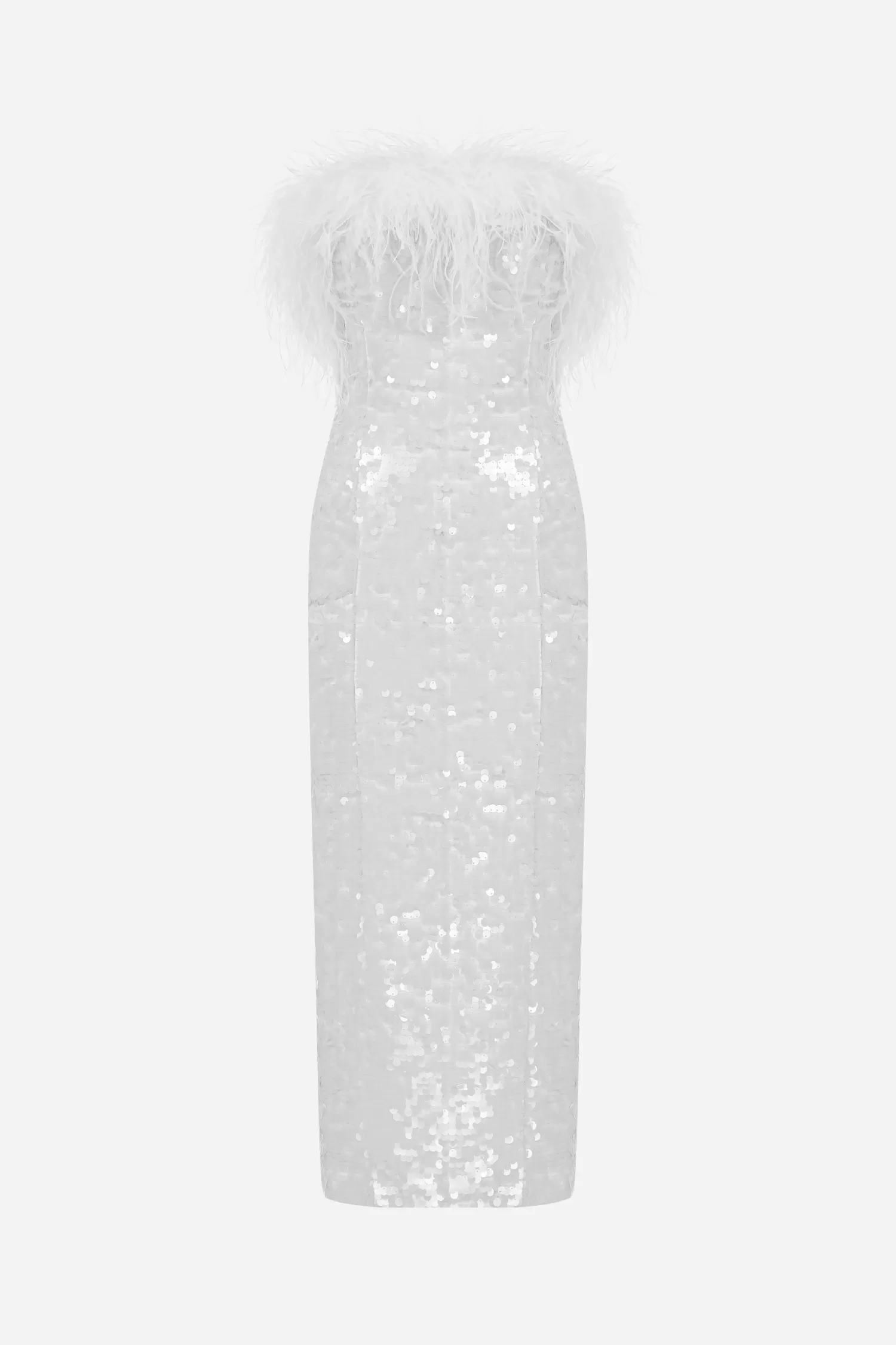 Outlet Drew - Strapless Midi Sequin Dress With Feather Details Bridal | Dresses