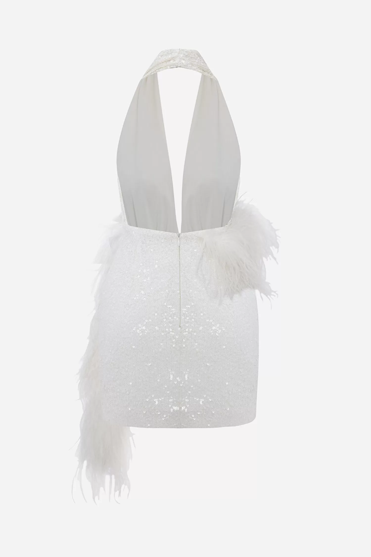 Hot Flora - Deep V Neck Feather Embellished Mini Sequin Dress Bridal | Dresses