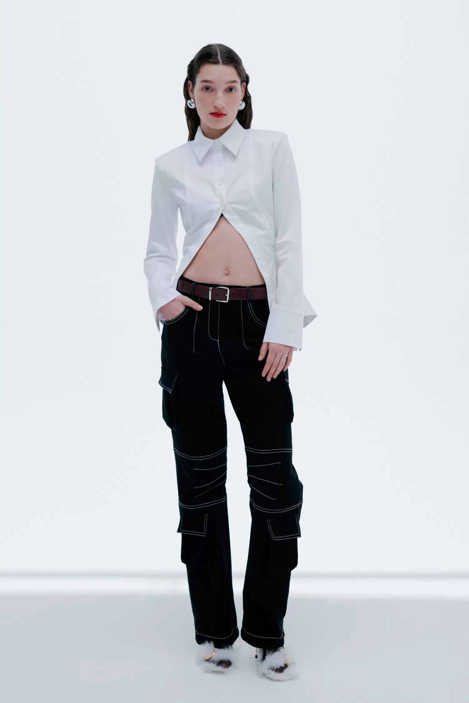 Hot Gabrielle - Contrast Stitching Detailed Worker Trousers Fall/winter '25 | Shop By Look