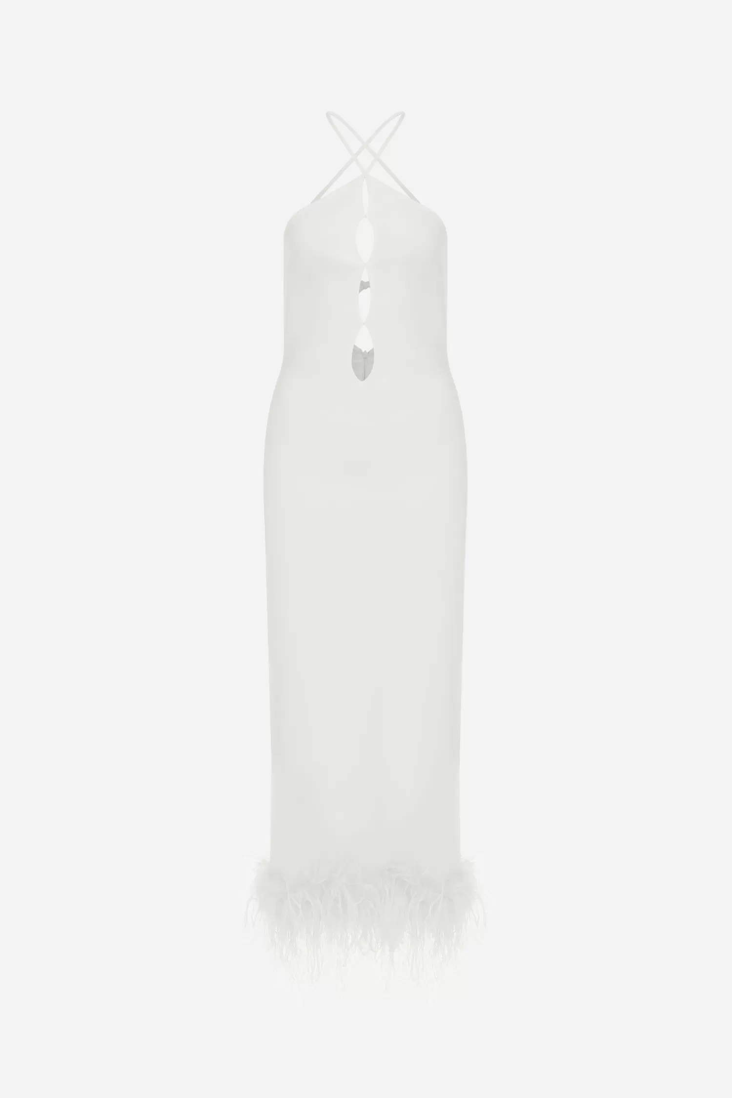 New Gisele -  Midi Feather Dress With Cut Out Details On Front Bridal | Dresses