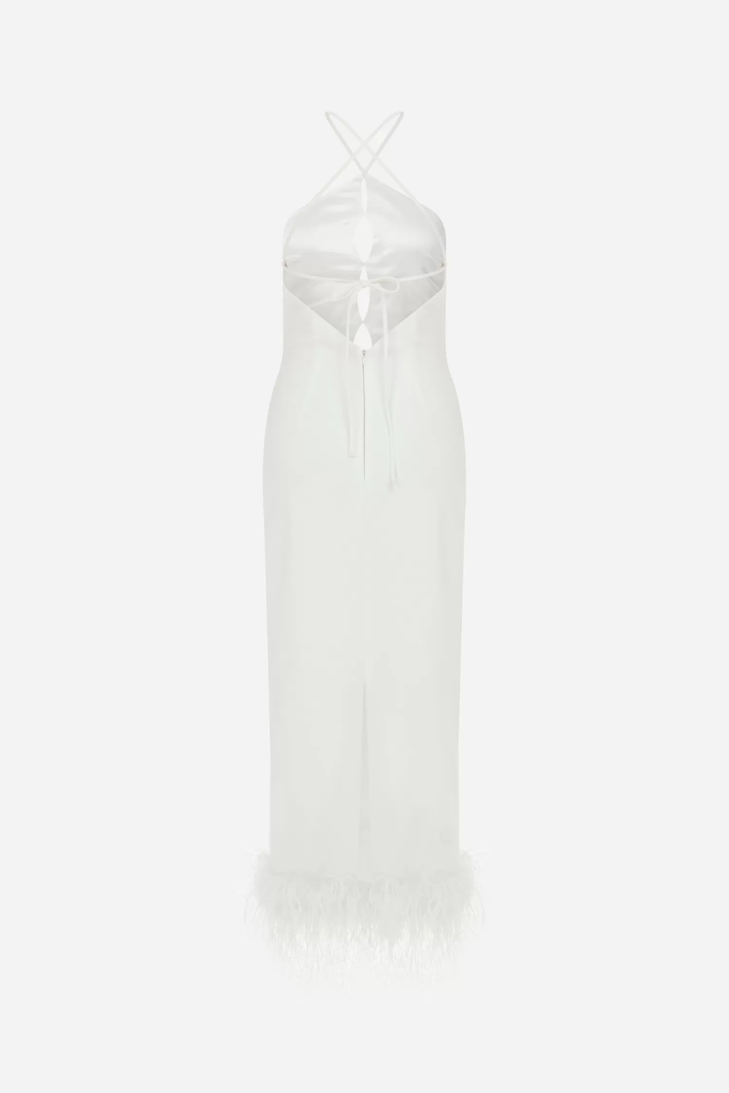 New Gisele -  Midi Feather Dress With Cut Out Details On Front Bridal | Dresses