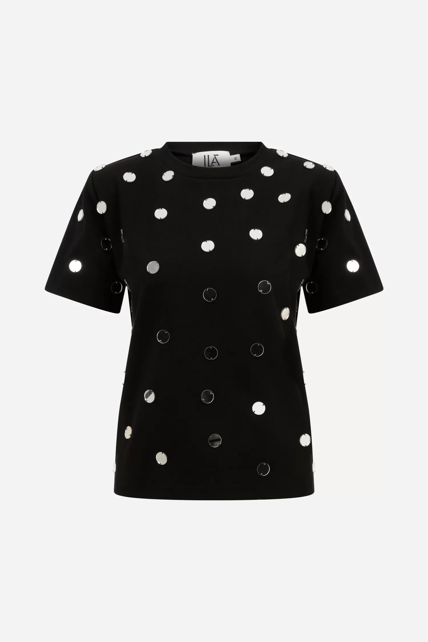 Sale Miro - Handmade Mirror Detailed Tshirt With Shoulder Pads Tops | Spring/summer 24