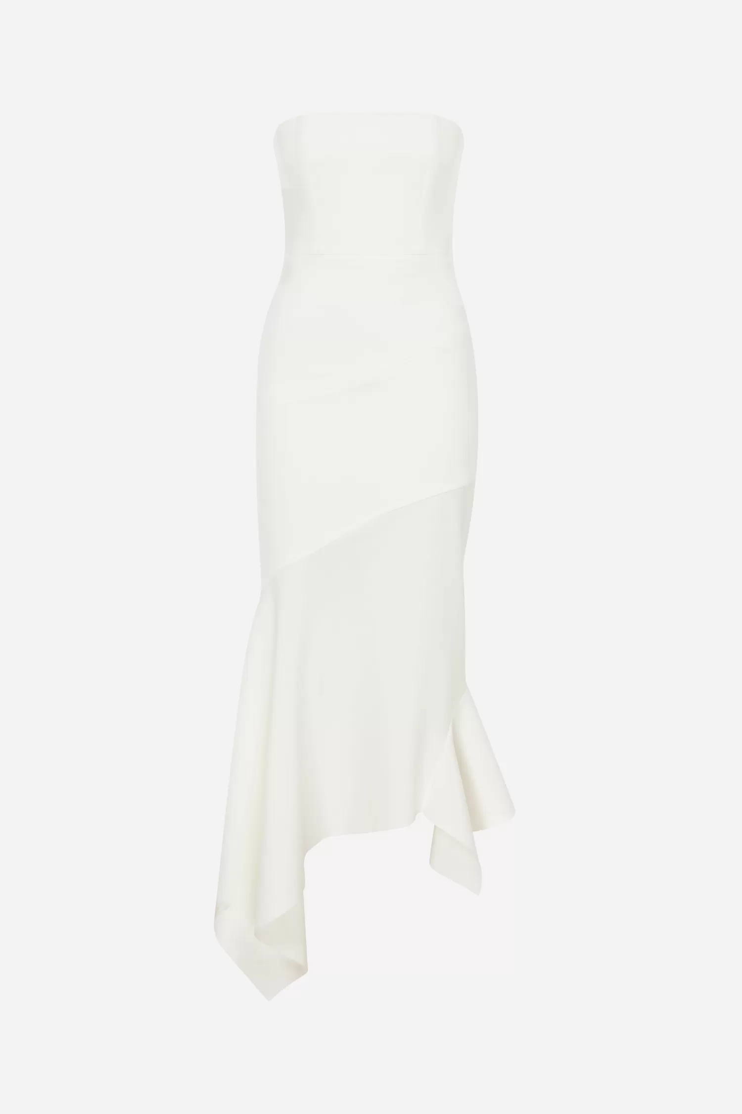 Shop Misha - Strapless Midi Dress With Bias Cut Skirt Bridal | Dresses