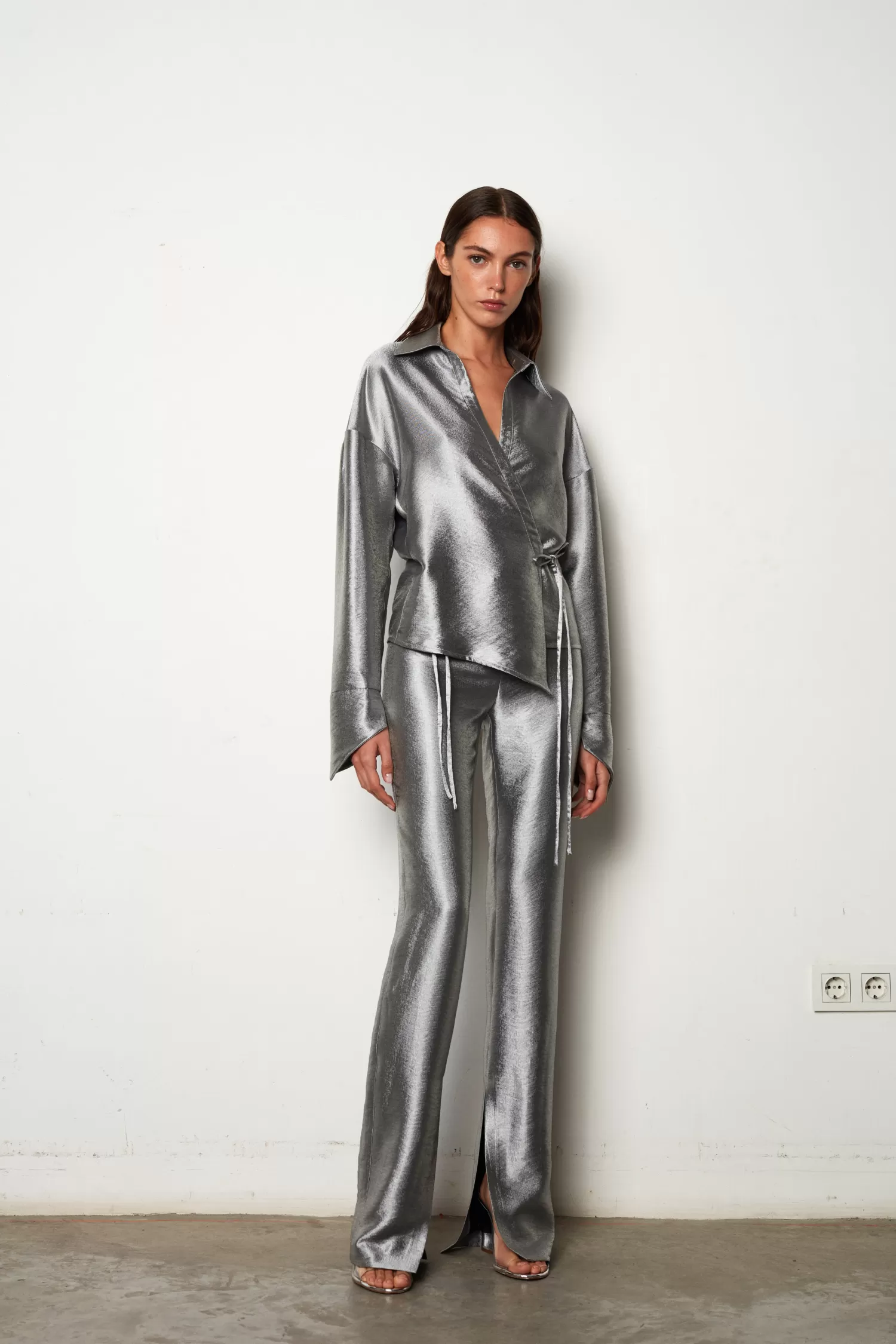 Cheap Selva - Metallic Trousers With Split Hems Resort 24 | Trousers