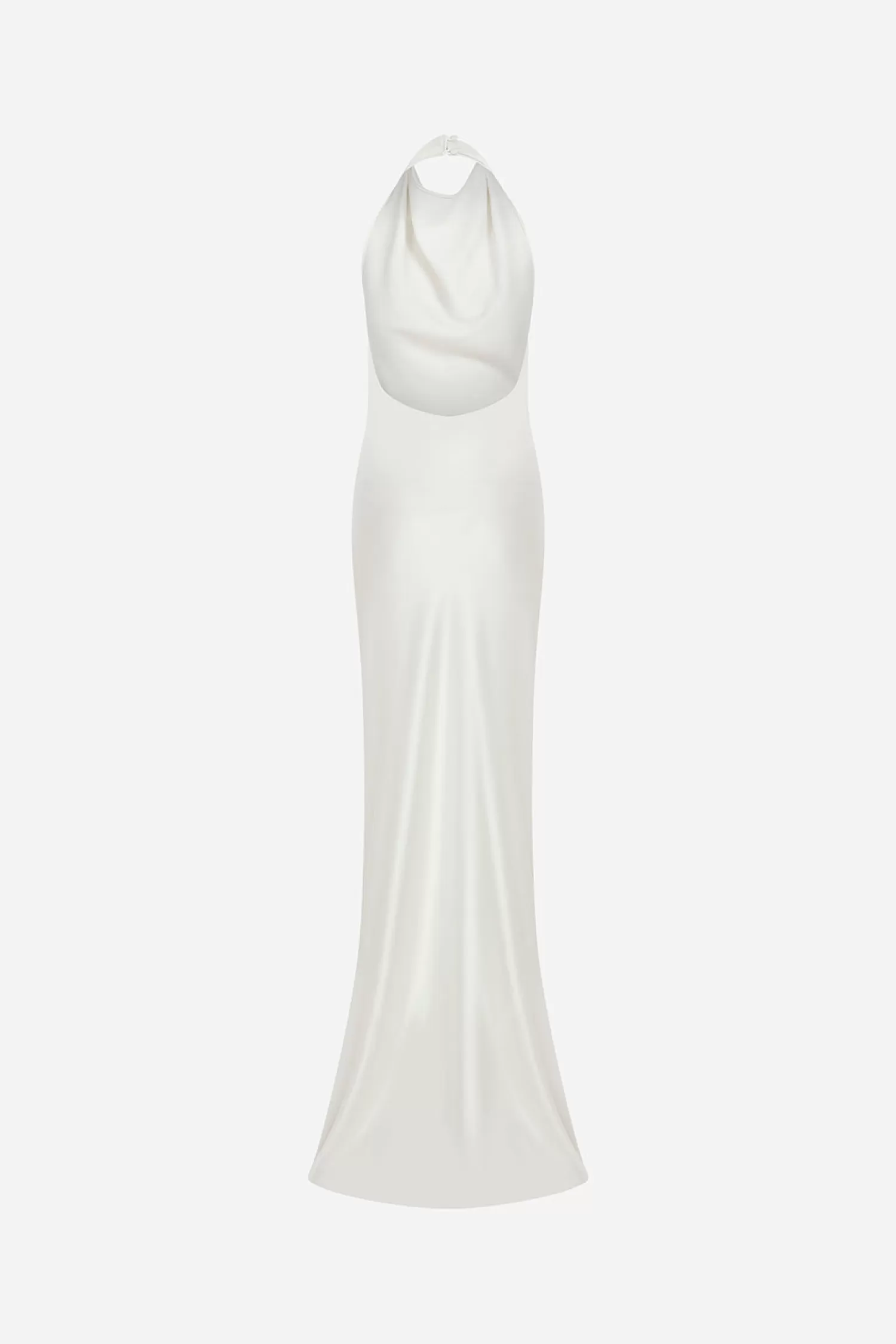 Sale Sidney - Crowl Neck Bias Cut Satin Maxi Dress With Tuxedo Belt Bridal | Dresses