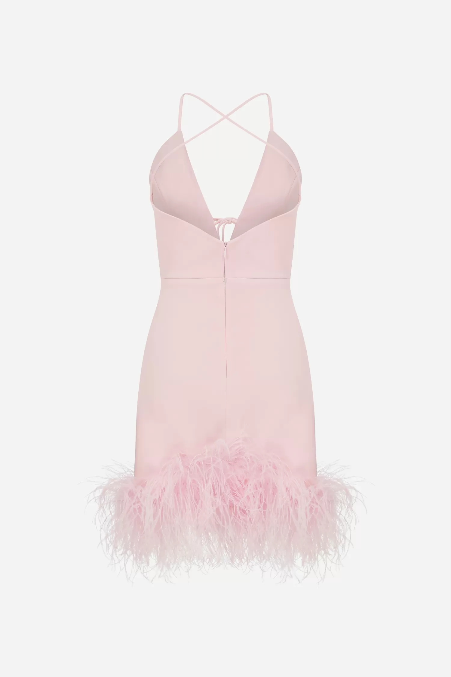 Outlet Tulip - V Neck Mini Dress With Feather Trim Dresses