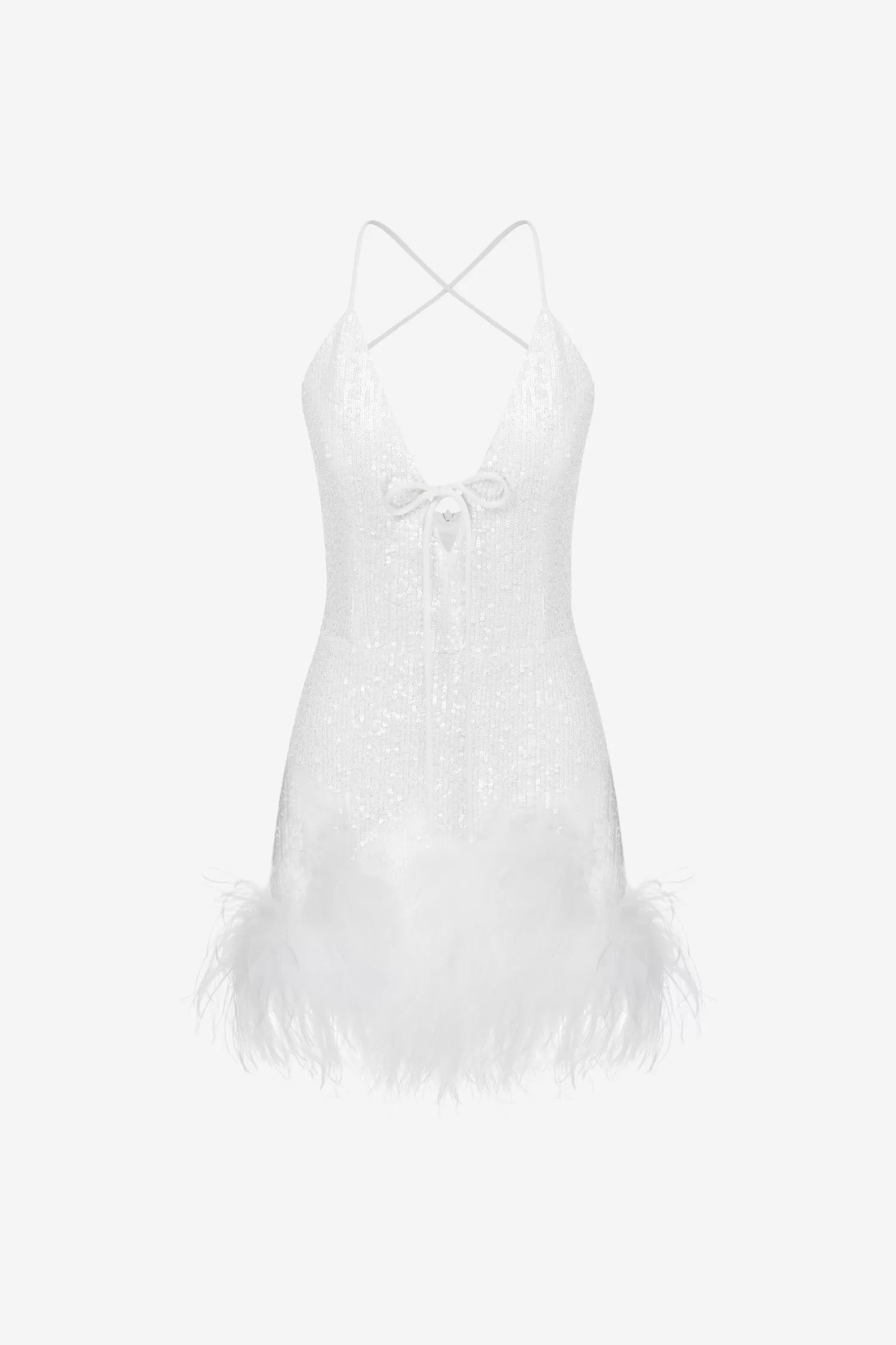 Outlet Tulip - V Neck Mini Sequin Dress With Feather Trim Bridal | Dresses