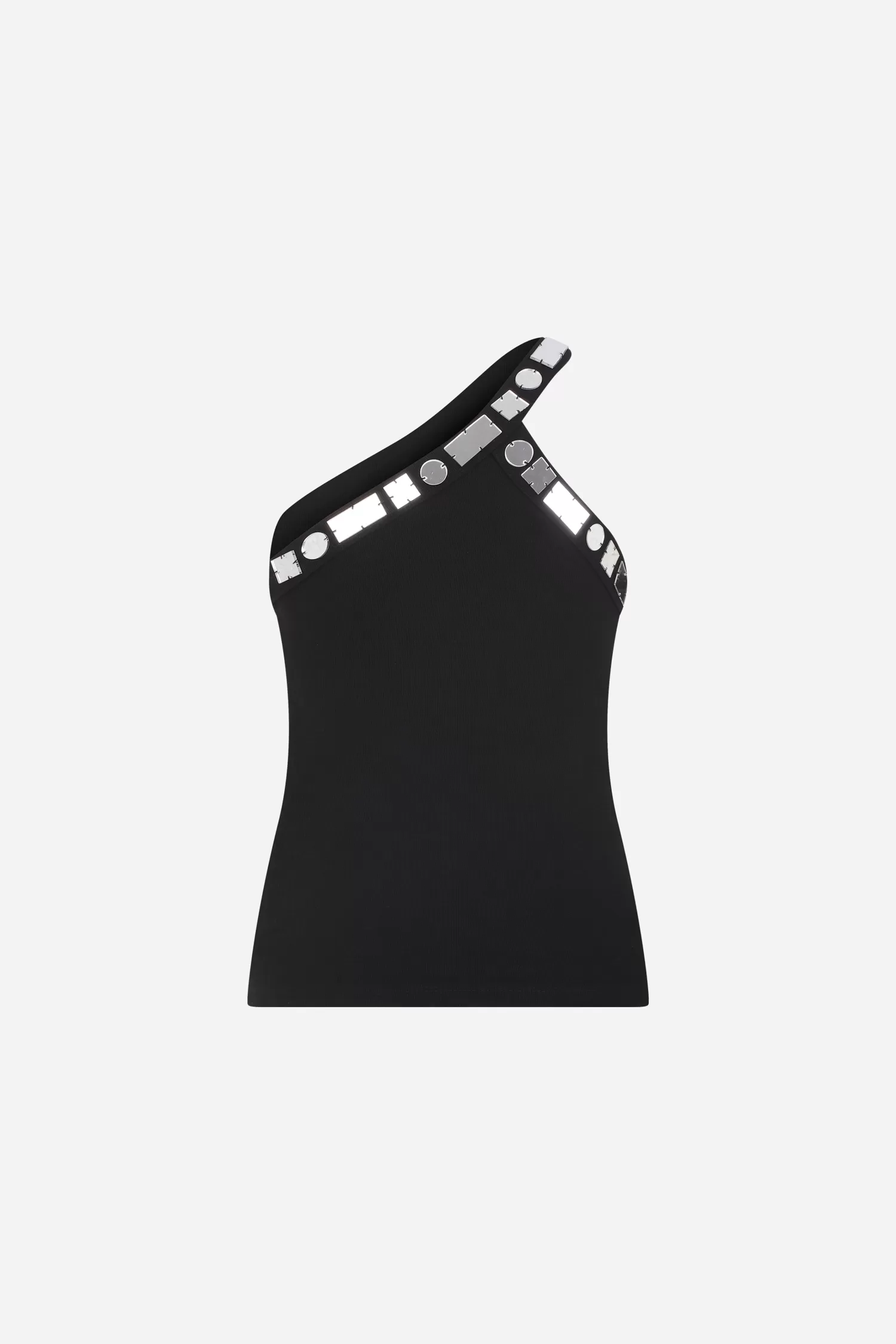 Sale Vanessa - One Shoulder Tank Top With Hand Stitched Mirrors Resort 24 | Tops