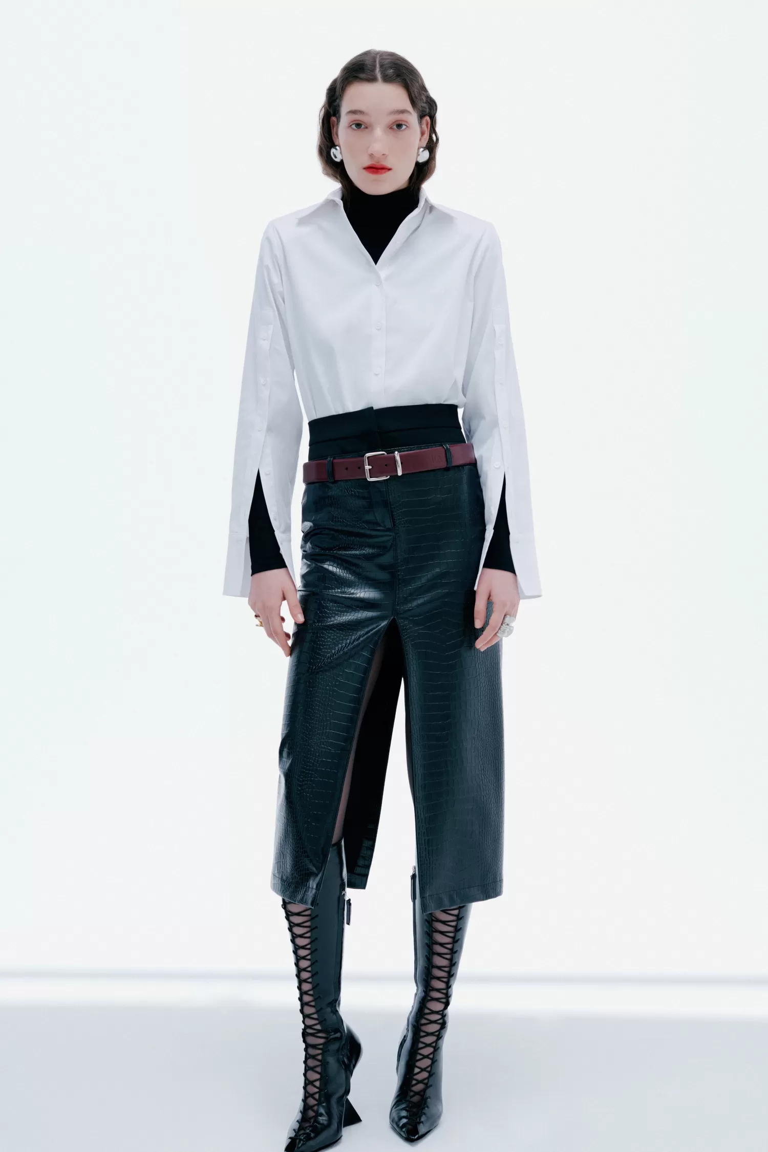 Cheap Vesper - Crocodile Vegan Leather Pencil Skirt Shop By Look | Fall/winter '25